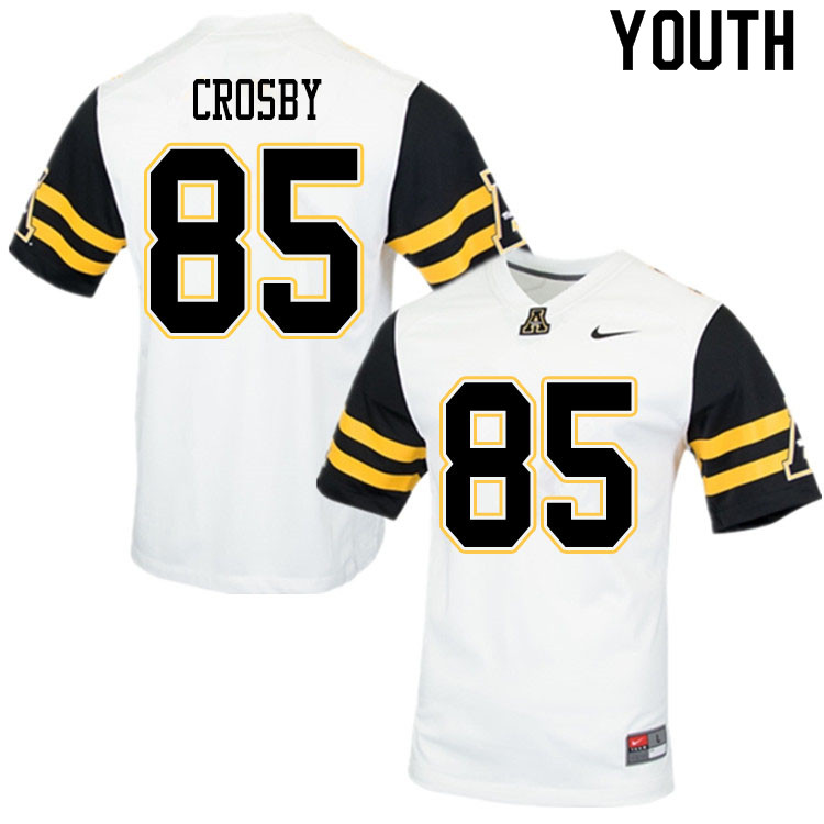 Youth #85 Zac Crosby Appalachian State Mountaineers College Football Jerseys Sale-White